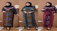 Gamis Tenun Kombinasi Polos yang Elegan dan Modern