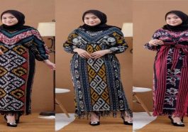 Gamis Tenun Kombinasi Polos yang Elegan dan Modern