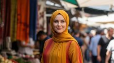 Hijab Analogous Paduan Dress dengan Warna Lembut dan Stylish