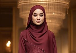 Hijab Burgundy 6 Inspirasi Dress Brokat Elegan Tahun 2025