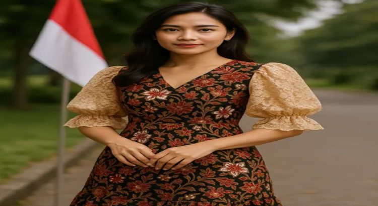 Midi Dress Batik Brokat untuk Non Hijab di Hari Kemerdekaan