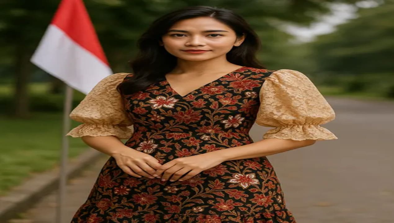 Midi Dress Batik Brokat untuk Non Hijab di Hari Kemerdekaan