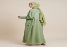 Dress Muslim Kombinasi Linen dan Bordir Elegan Terbaru 2025