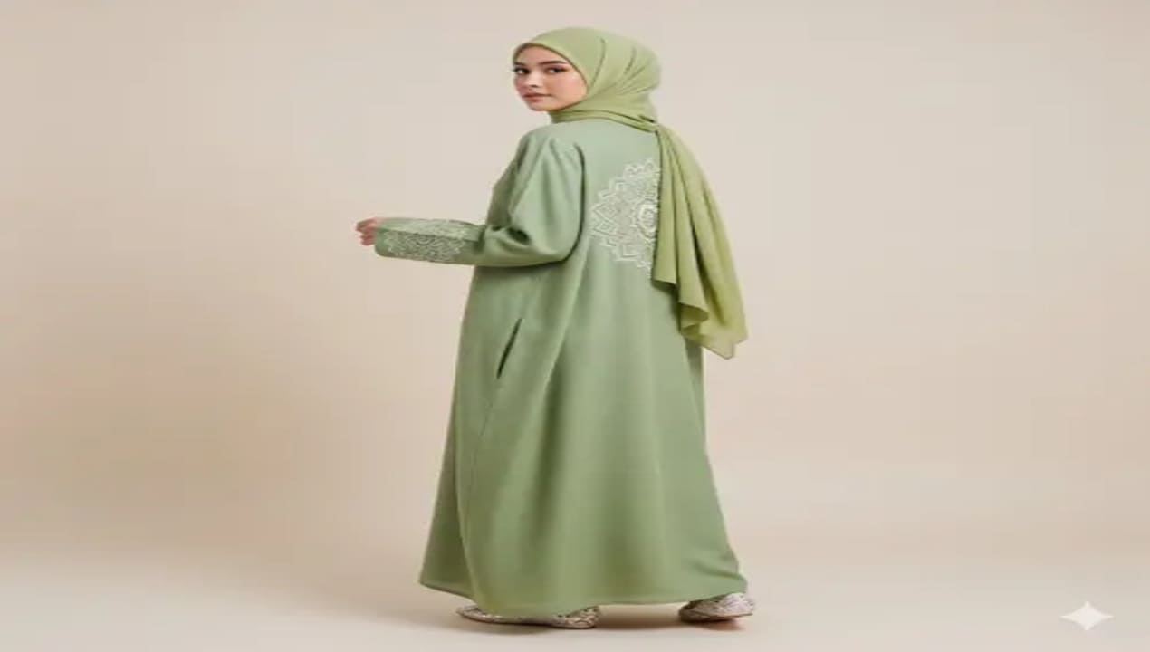 Dress Muslim Kombinasi Linen dan Bordir Elegan Terbaru 2025