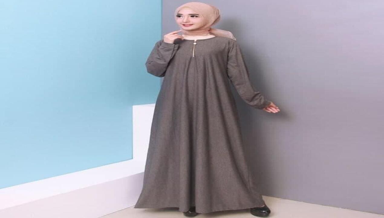 Dress Muslim Polos Long Dress Kombinasi Blazer Formal Anggun