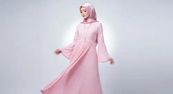 Tren Dress Panjang Muslim Kombinasi Plisket untuk Anak Muda